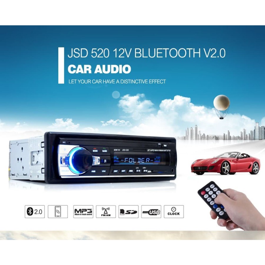 Tape Audio Mobil Car Multifungsi Bluetooth USB MP3 JSD-520 FM Radio