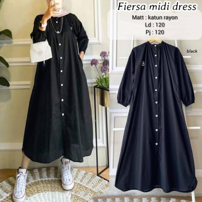 FIERSA Long Tunik Katun Rayon Polos / Rachel /. Pakaian Wanta Long Tunik Terbaru Kekinan / Fashion Muslim Weanita /firsa midi dres tunic rayon polos kancing aktif