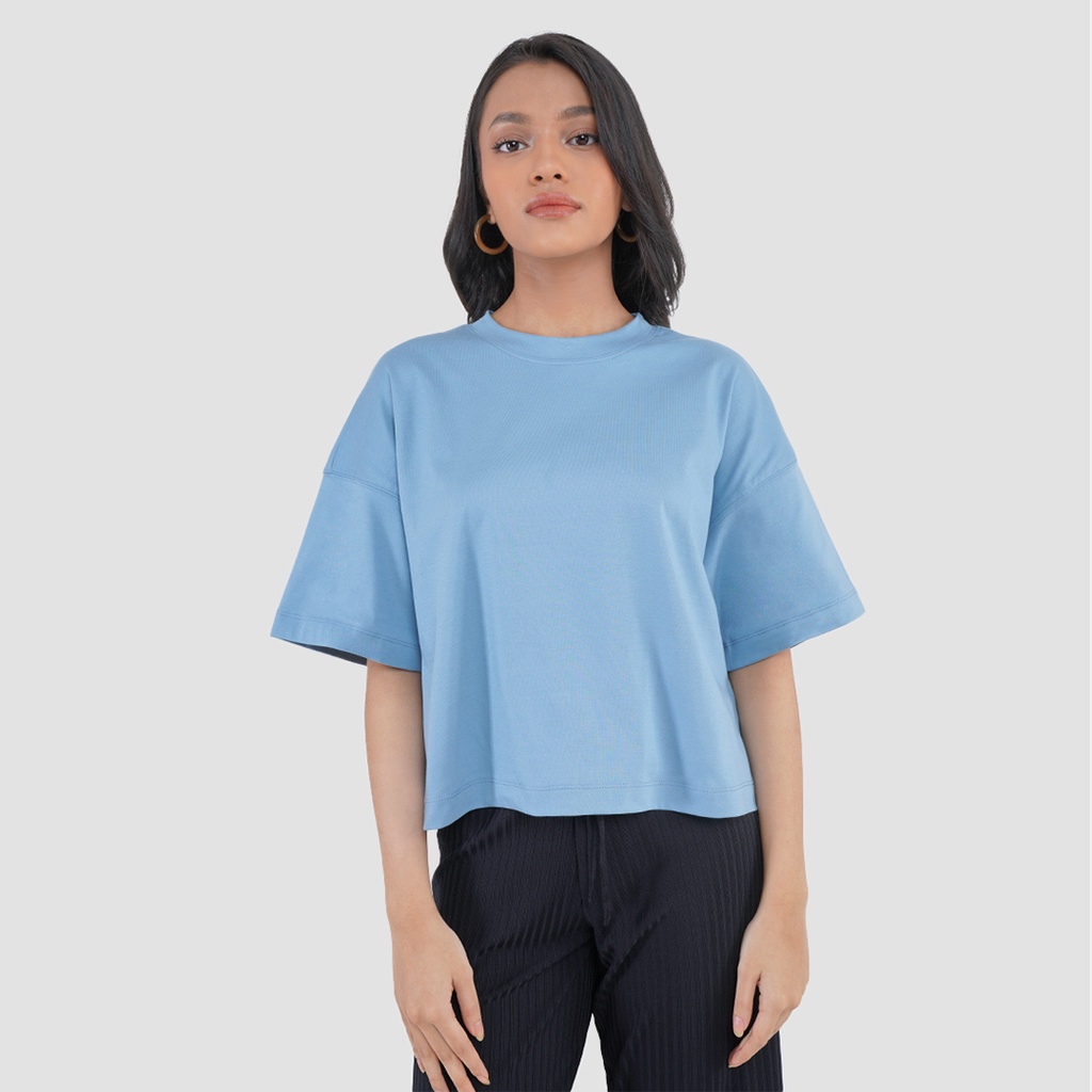 Mississippi Kaos Wanita Lengan Pendek Oversize LIN000108M Biru