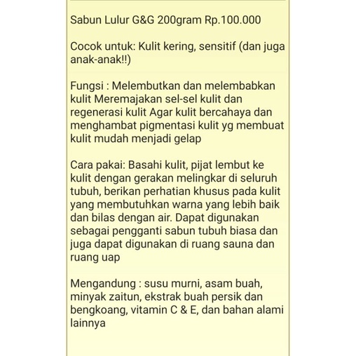 sabun lulur G&amp;G pengganti sabun mandi