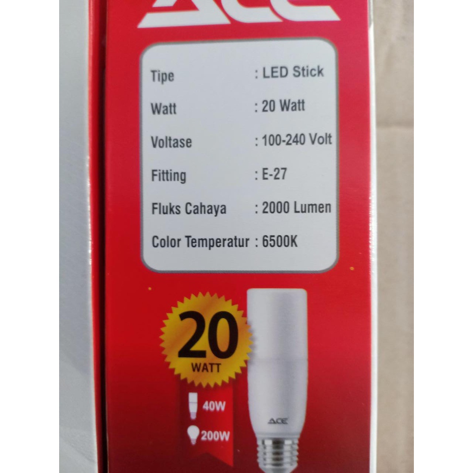 Lampu Bohlam LED Stick ACE 20Watt - ACE LED STICK Bulb 20 Watt 20W Stik