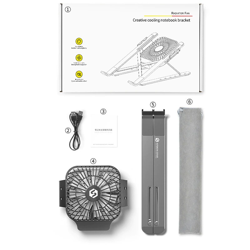 Laptop Stand Aluminium Foldable With Cooling Fan - DC1316 - Gray