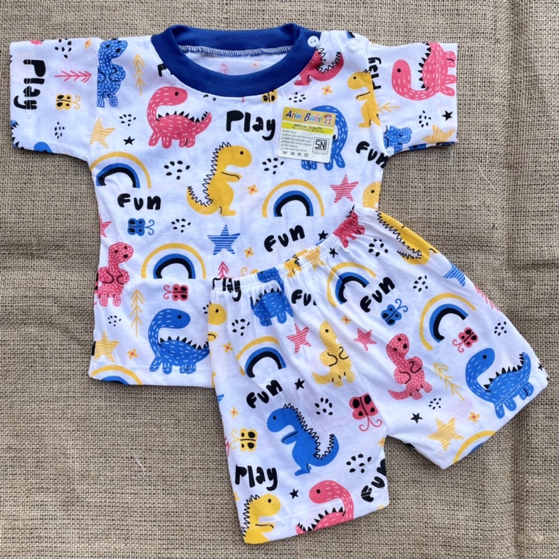 Setelan Baju Bayi Oblong Pendek Bayi Celana Bayi Baju Bayi Oblonh Kancing Pundak Bayi DNW BABY