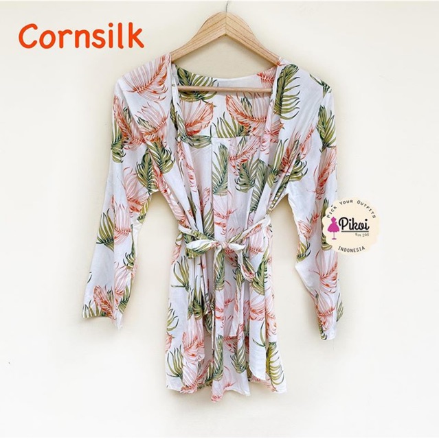 Cardigan satin wanita murah / outer kimono wanita / cardigan panjang bunga / cardigan pantai / 2172