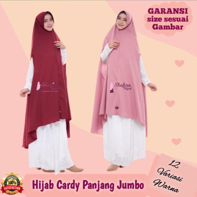 Hijab lengan cardy jilbab instan lubang tangan khimar syari syar'i hijab jumbo jilbab khimar jumbo