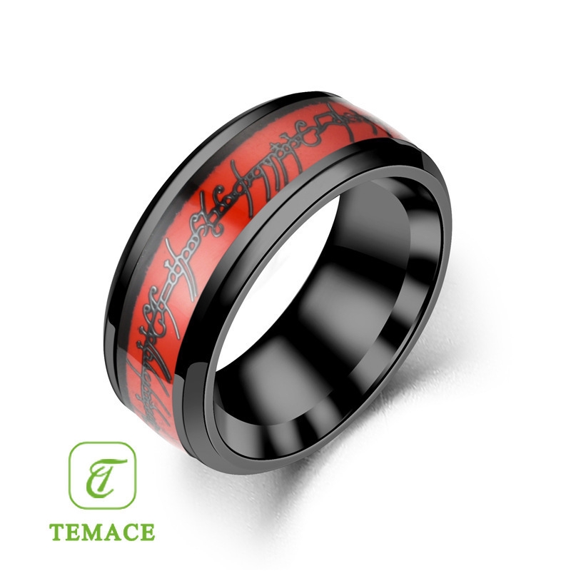 cincin titanium steel desain buddha mammon mantra warna hitam untuk pria