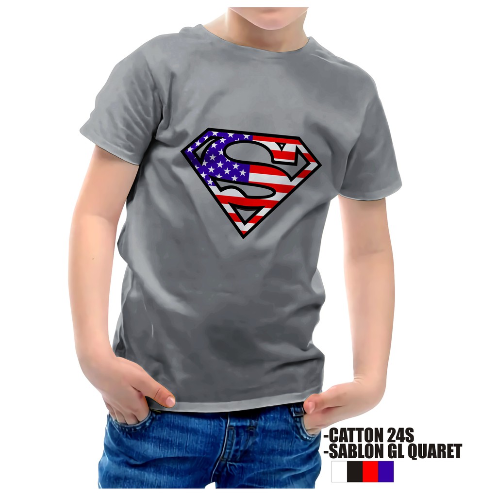 Kaos Anak Distro SUPERMAN Abu 1-8 Tahun