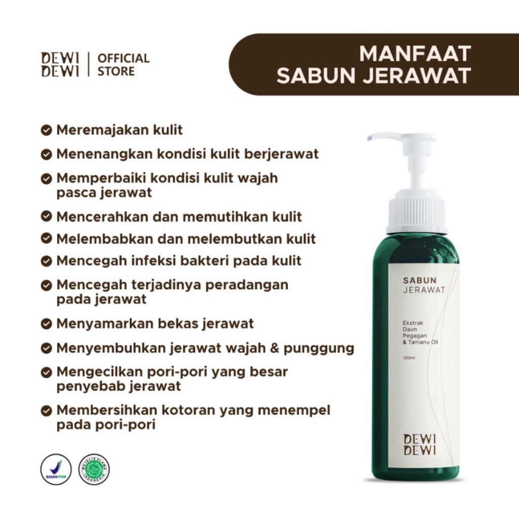 DEWI DEWI SABUN JERAWAT EKSTRAK DAUN PEGAGAN &amp; TAMANU OIL