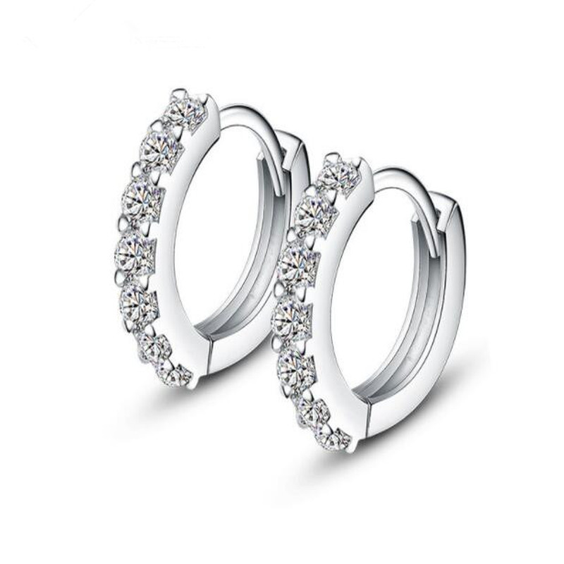 We Flower Anting Hoop Sterling Silver 925 Desain Bunga Hias Berlian Imitasi Untuk Wanita