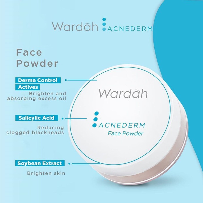 Wardah Acnederm Face Powder 20gr | Bedak Tabur Anti Jerawat/Loose Powder/Setting/Anti Acne