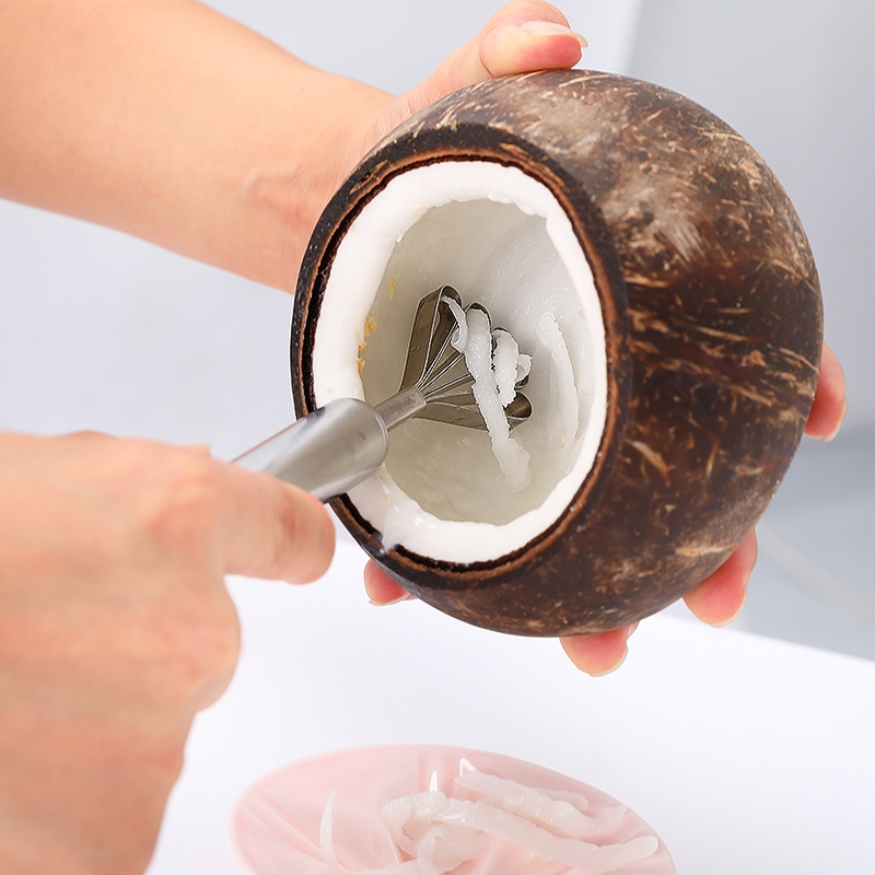 ★Stainless★ Alat Kerokan Kelapa/Alat Pengeruk Daging Buah Kelapa/Kerokan Melon Kelapa/Alat Pengeruk Daging Buah Kelapa Multifungsi