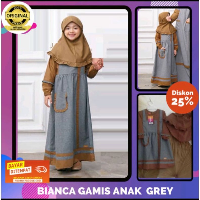 GAMIS ANAK BIANCA GREY MERK NIBRAS