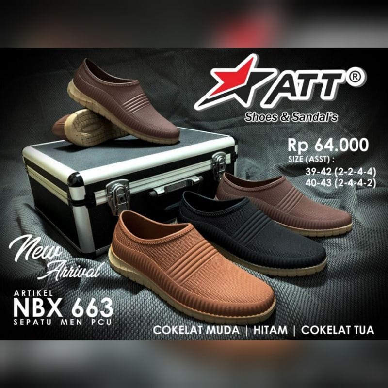 (COD) Sepatu Karet Pantofel Formal Pria Anti Air ATT NBX 663