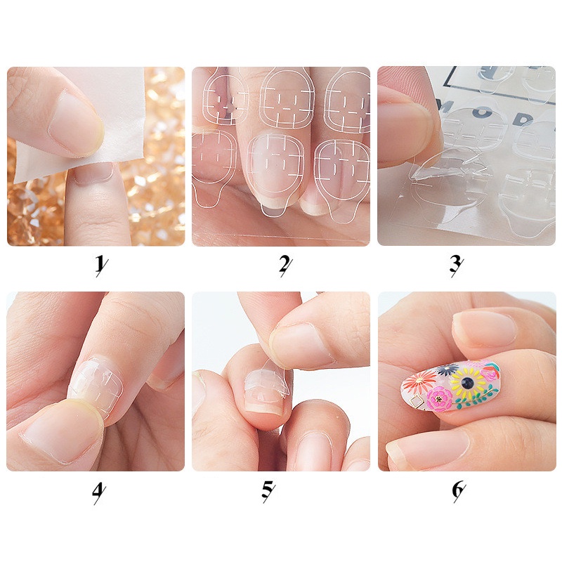 10 Lembar / 240pcs Stiker Kuku Palsu Dua Sisi Untuk Nail Art