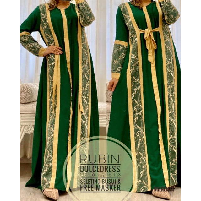 Daster Arab DOLCE RUBIN Gamis Rayon Maxi Dress Mewah Kekinian