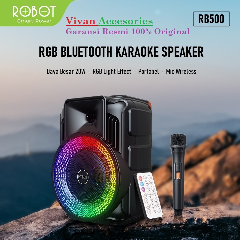 ROBOT RB500 Speaker Karaoke Bluetooth 5.0 Audio Wireless Super Bass