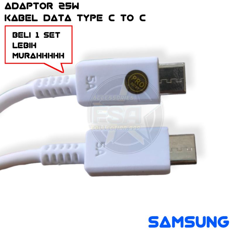 Adaptor SMG 25W + Kabel Data SMG Type C To C Super Fast Charging SMG A51 A70 A71 M51 A33 A53 A80 Note 10 S10 S20 S21 FE