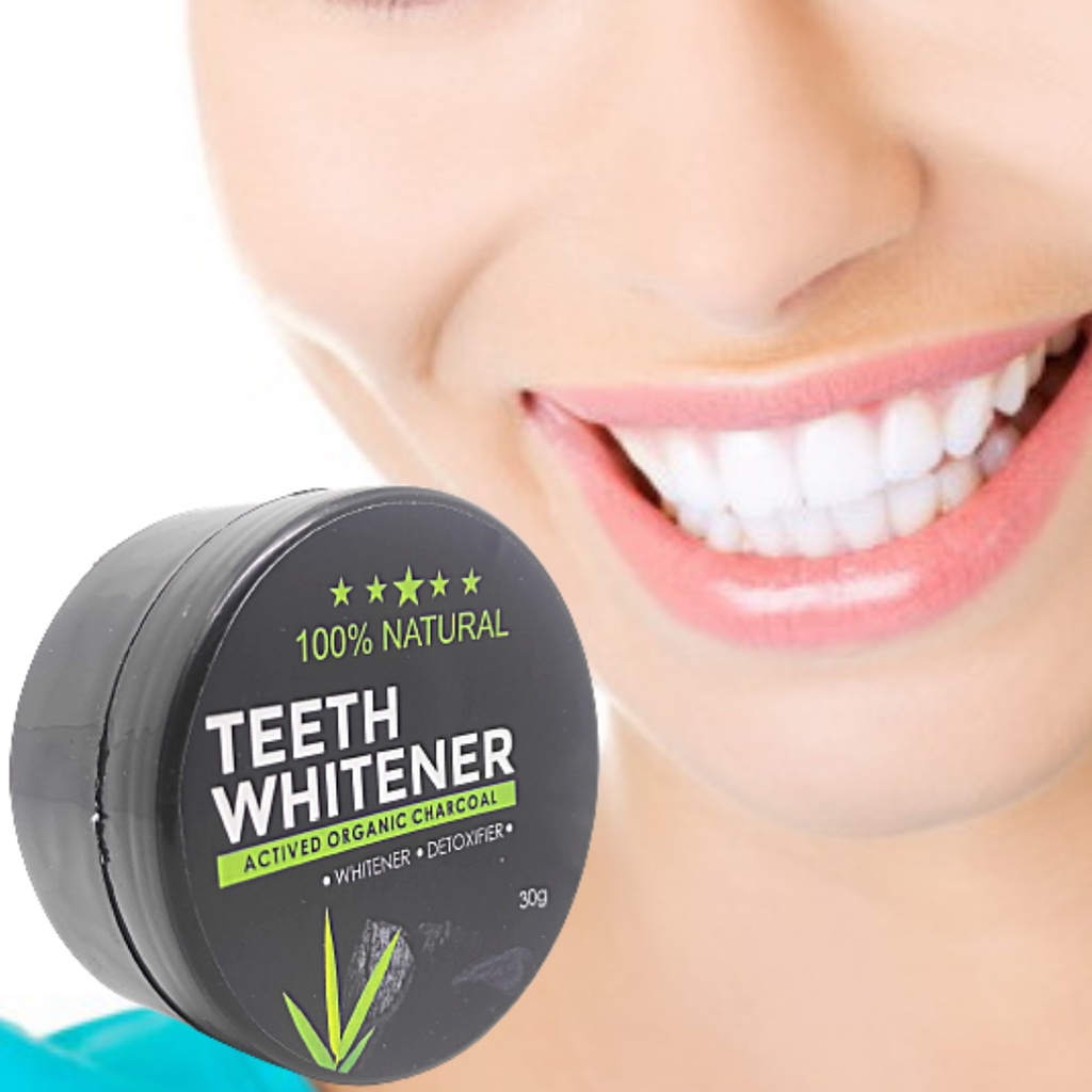 TEETH WHITENER Pemutih Gigi Original Whitening Charcoal Powder Activated 100% Natural