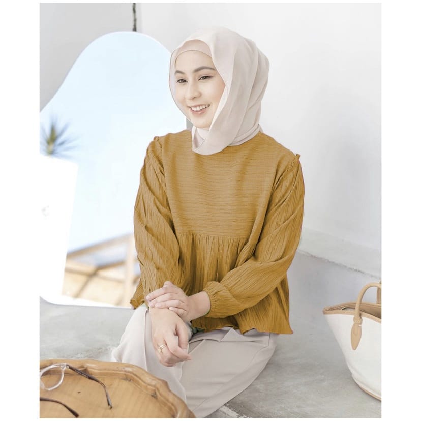 BEFAST - ZEC OOTD Wanita Blouse ASYAH / Yuraa Lady Crush Crincle / Kinan Blouse / Atasan Lengan Panjang / Blouse Remaja Casual / Blouse Polos Formal / OOTD Wanita Remaja Trendy / Blouse Banyak Warna