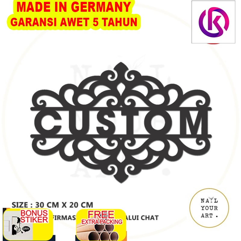 

Terlaris Hiasan Pintu / Nomor Rumah- Sign Laser PLAT AKRILIK ORNAMENT CUSTOM - HITAM
