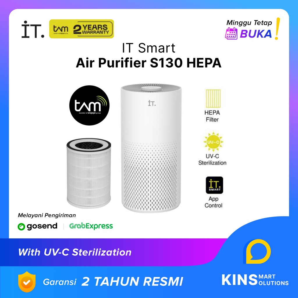 IT Smart Air Purifier S130 HEPA Filter UV-C Sterilization GARANSI TAM