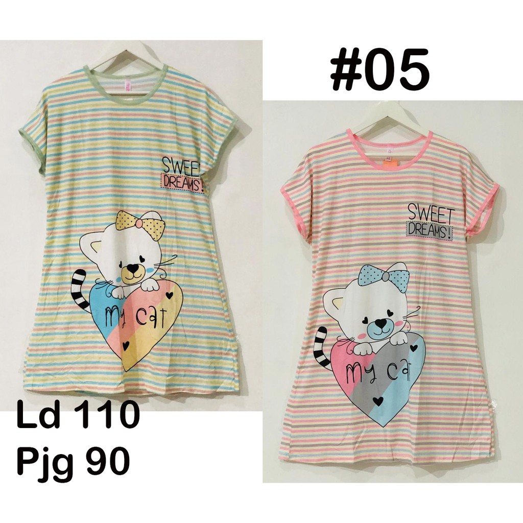 Daster Import Motif Salur Gambar Lucu | Setara Ukuran XXL | Ld 110