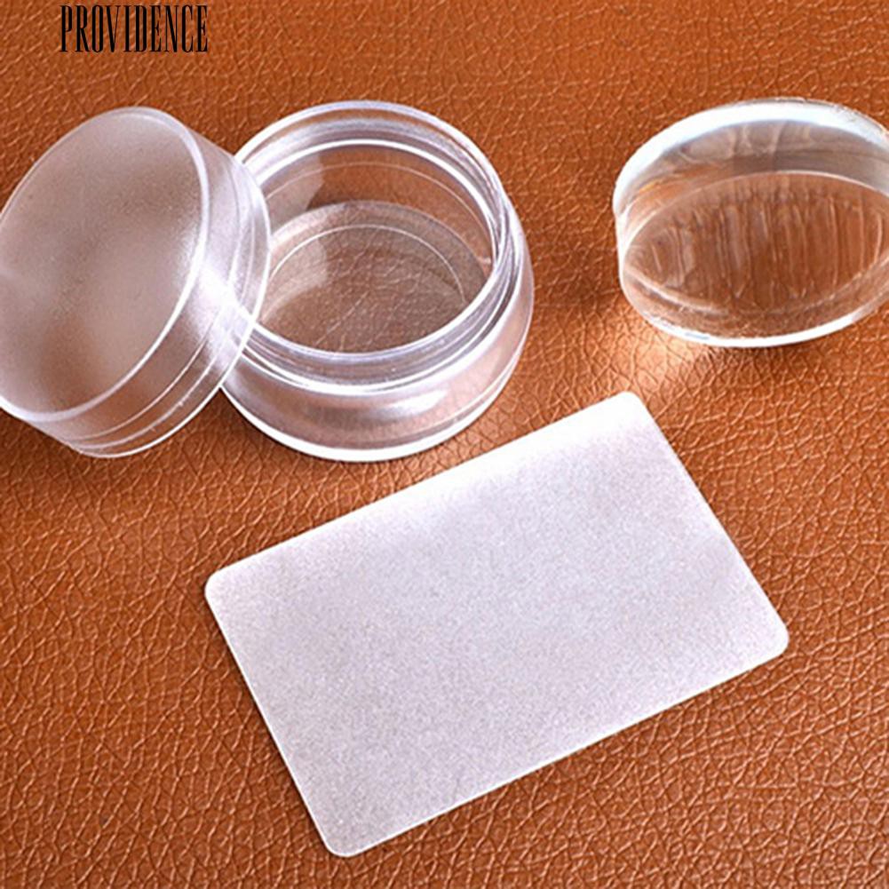 [Bayar Di Tempat]1 Set Stempel+Scraper Kuku Transparan untuk Nail Art/Manicure DIY