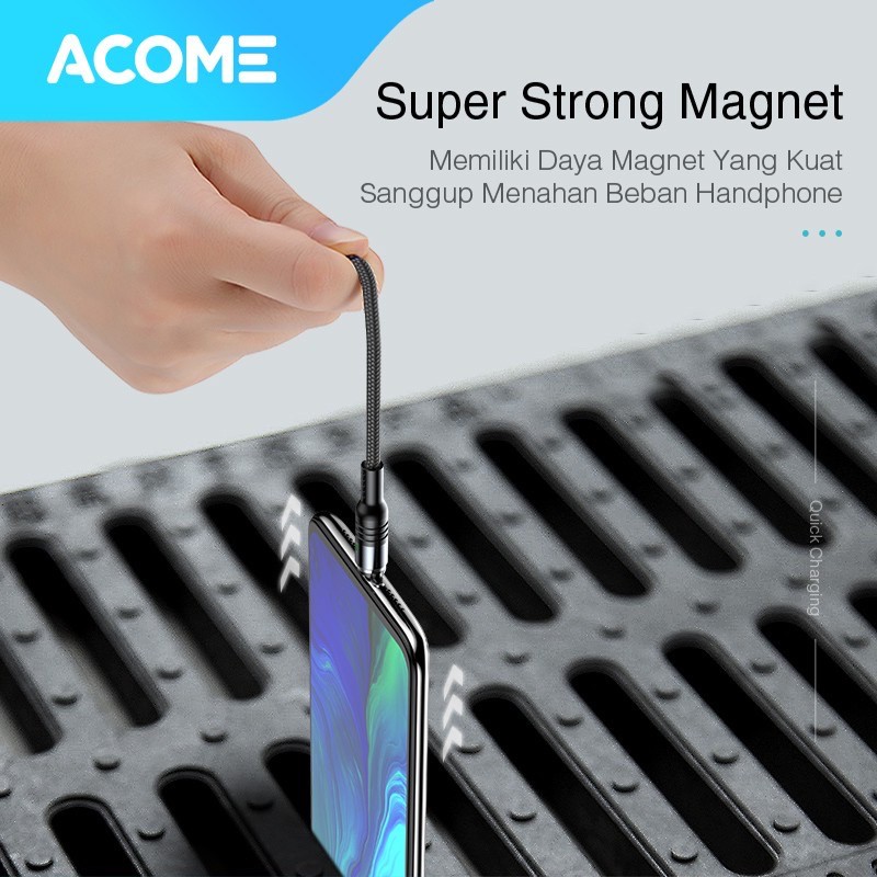 Acome Kabel Data Strong Magnetic Fast Charging 2.4A 100 cm Garansi Tahun AXM – Plug Micro USB