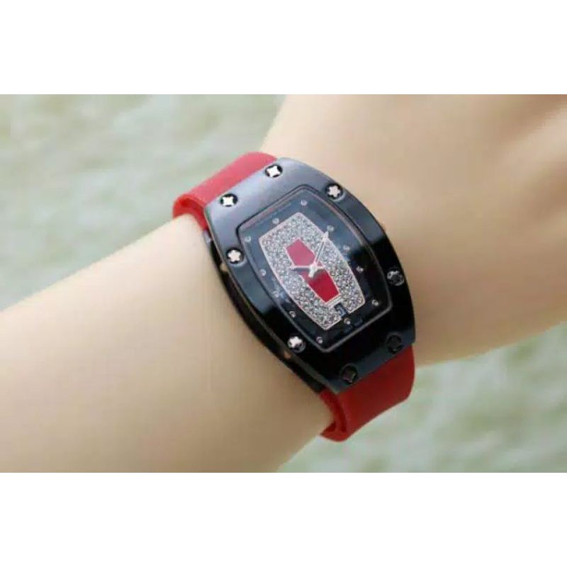 Jam Tangan Wanita Richard Mile RM 0166 Strap Rubber Tanggal Aktif - Alexandre Christie Ac Original