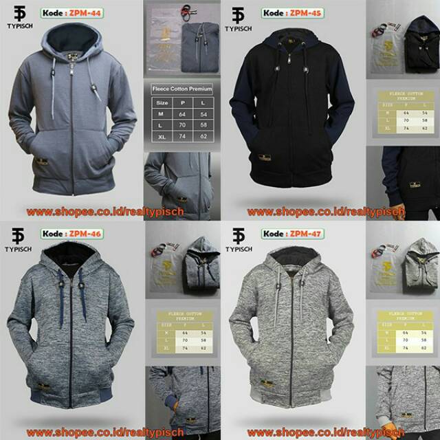 Hoodie Zipper Typisch-cotton Fleece Premium