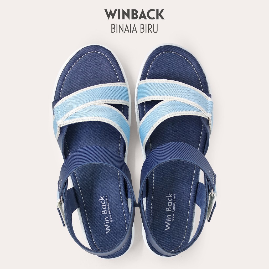  SANDAL  WANITA  TALI  SILANG WINBACK BINAIA BIRU Shopee 