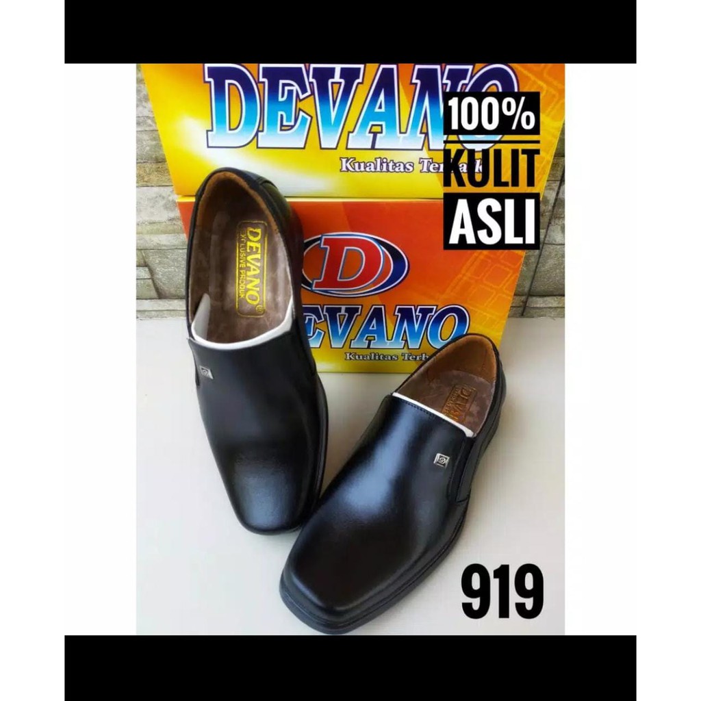 l Sepatu Pantofel Kulit ASLI 100% Sapi Tidak Asli Bisa Kembali Sepatu Kantor Pria Full Hitam Slip On PREMIUM Model 919