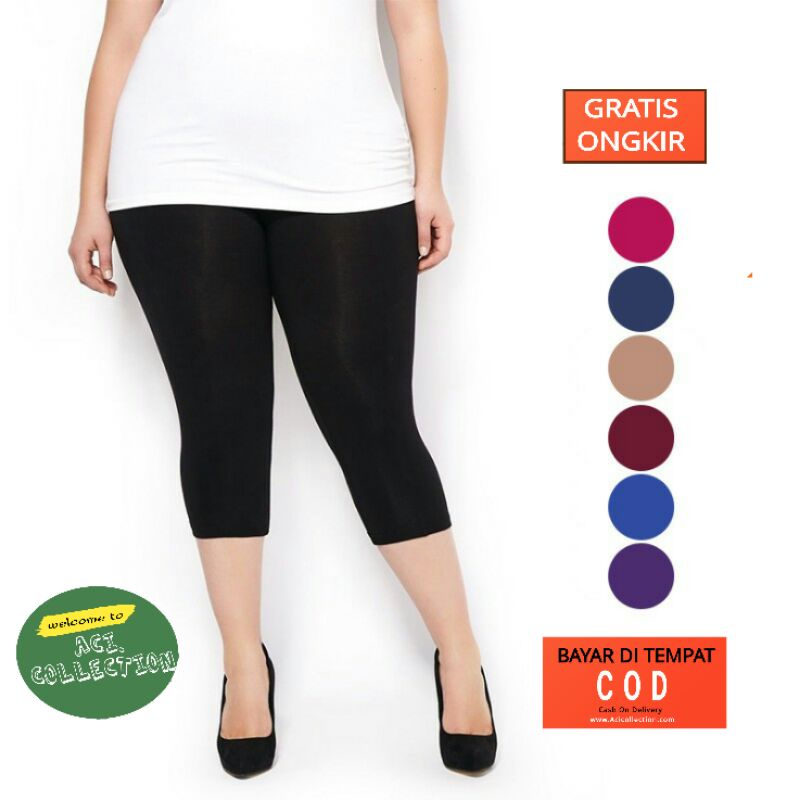 Legging Jumbo 7/8 Bahan Spandex (Licin) / Legging Jumbo Bawah Lutut