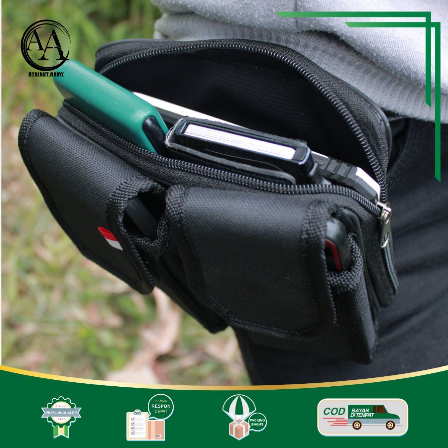 Tempat Sarung HP Pinggang KANVAS Tas Dompet Handphone Pria Resliting Pouch Hp Pria Tempat Magazine - TM02