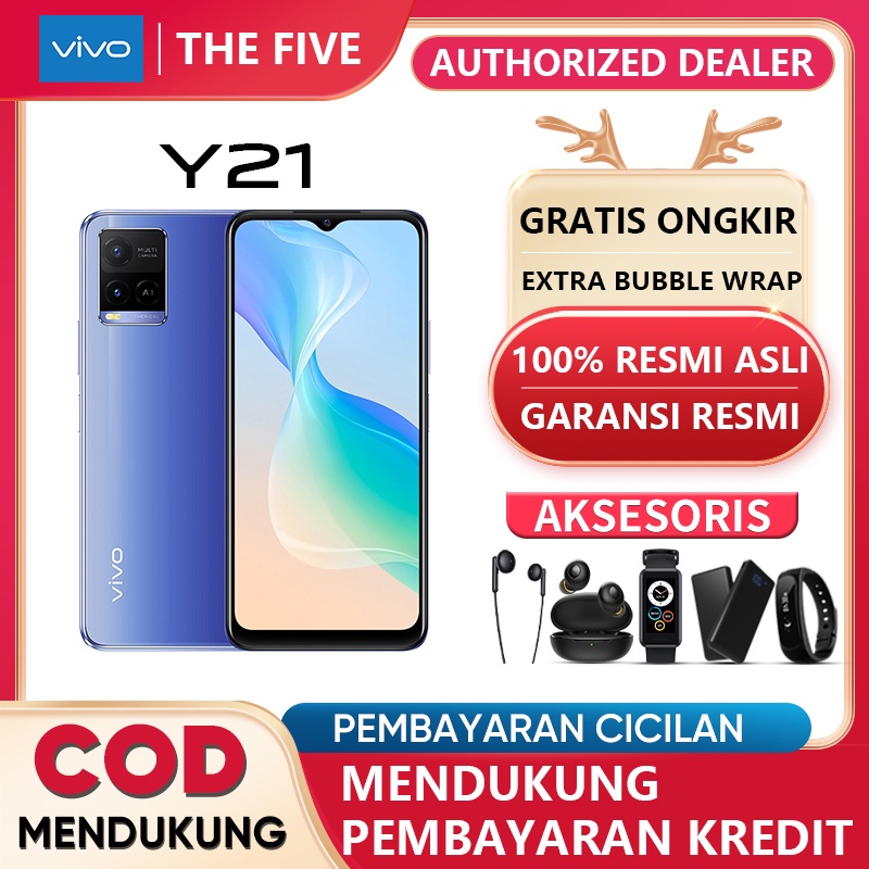 HP Vivo Y21 RAM 4GB ROM 64GB vivo Y21S 4+128GB Helio P35 6.51inch 13MP camera 5000mAh 18W fast charge Garansi resmi COD-y21 blue/4+64*