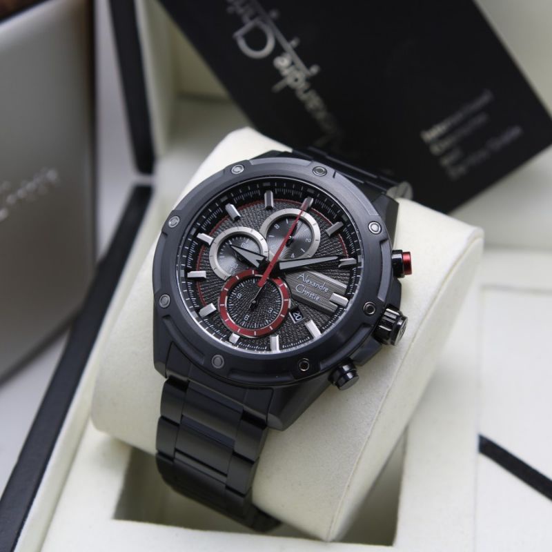 JAM TANGAN PRIA ALEXANDRE CHRISTIE AC 6605 BLACK  AC 6605 ORIGINAL