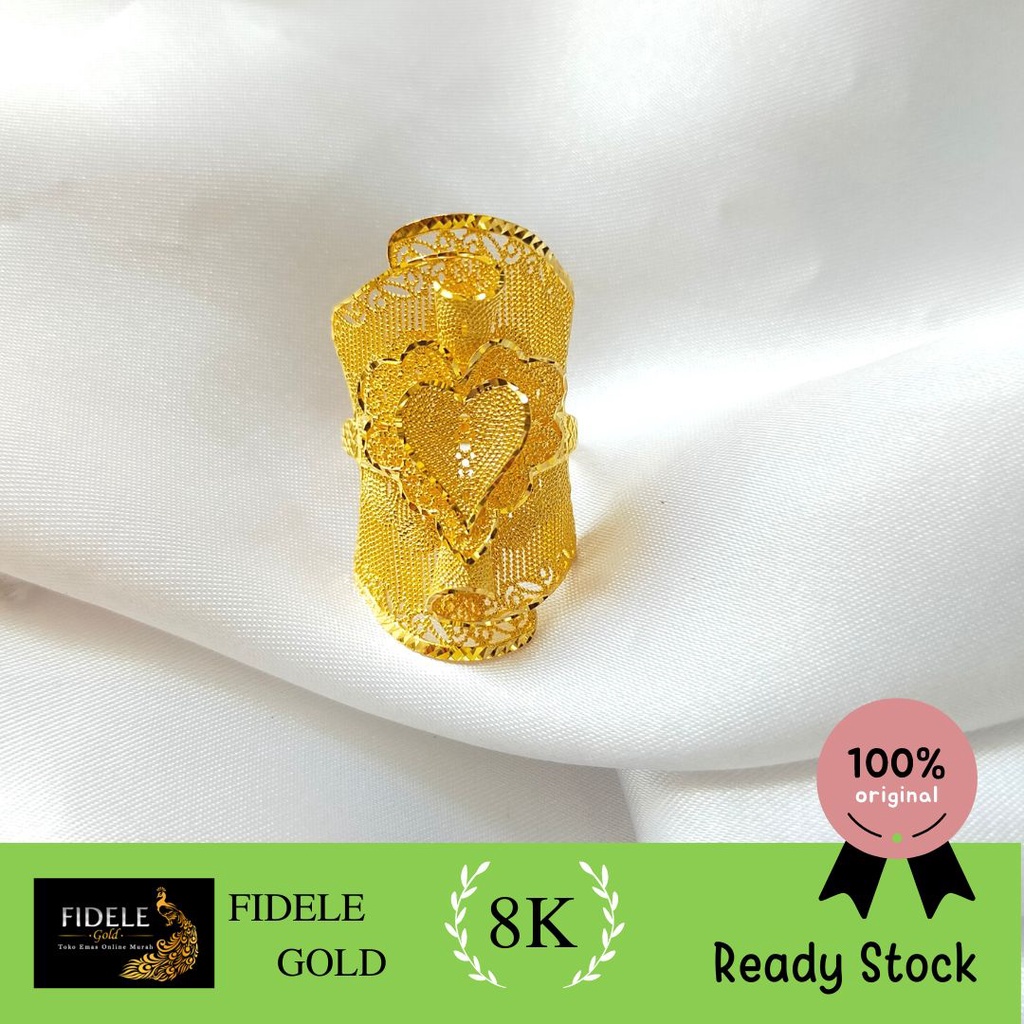 Cincin model Dubai Kendari Emas Kuning Asli 375 UBS