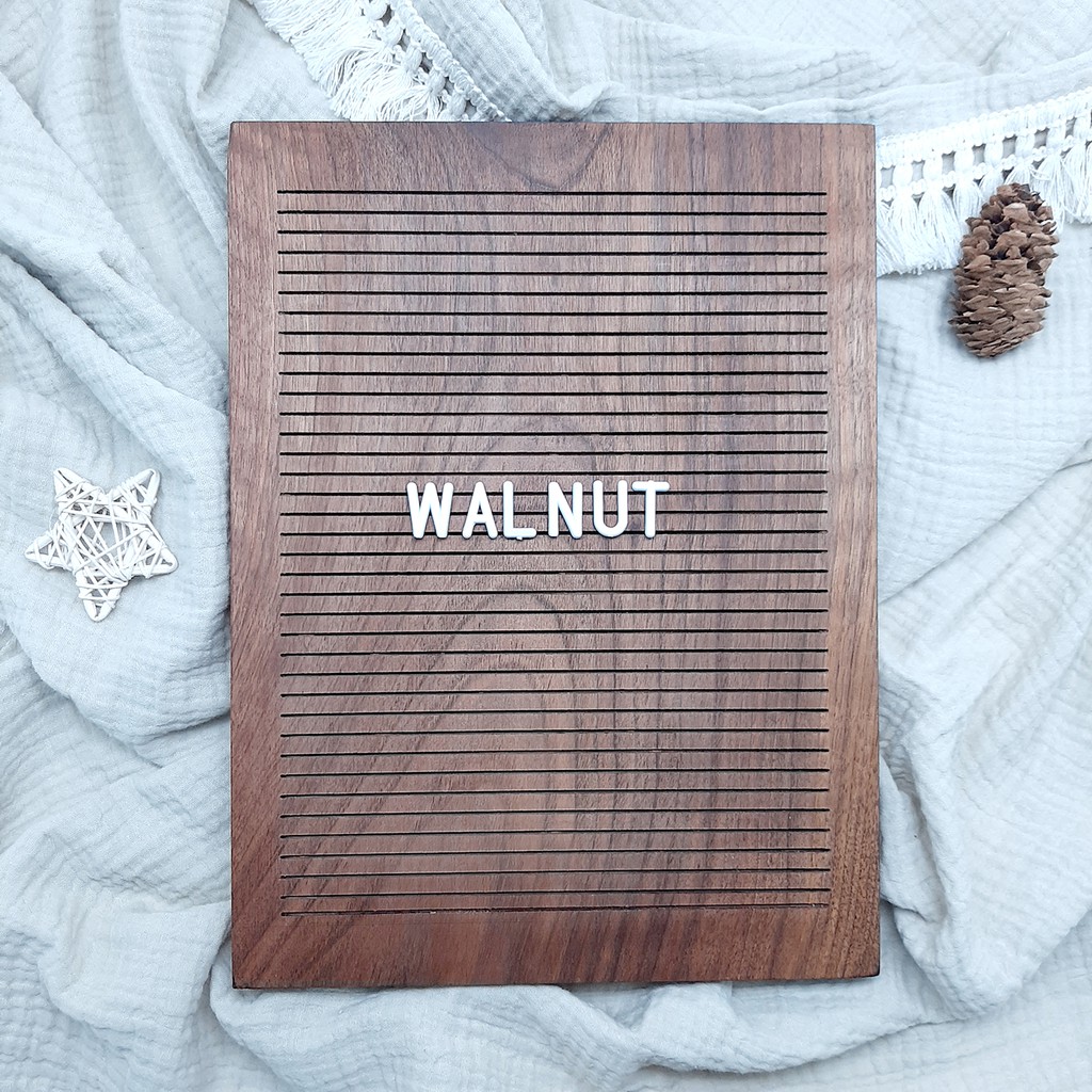

Letter Board - Vintage Walnut board, papan tempel milestone