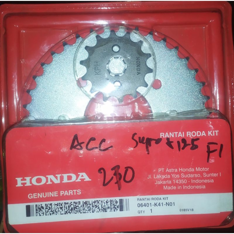 gear rantai set supra x 125 original ahm