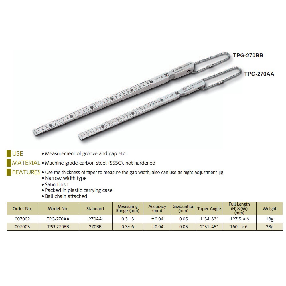 

SK Taper Gauge TPG 270BB Jepang