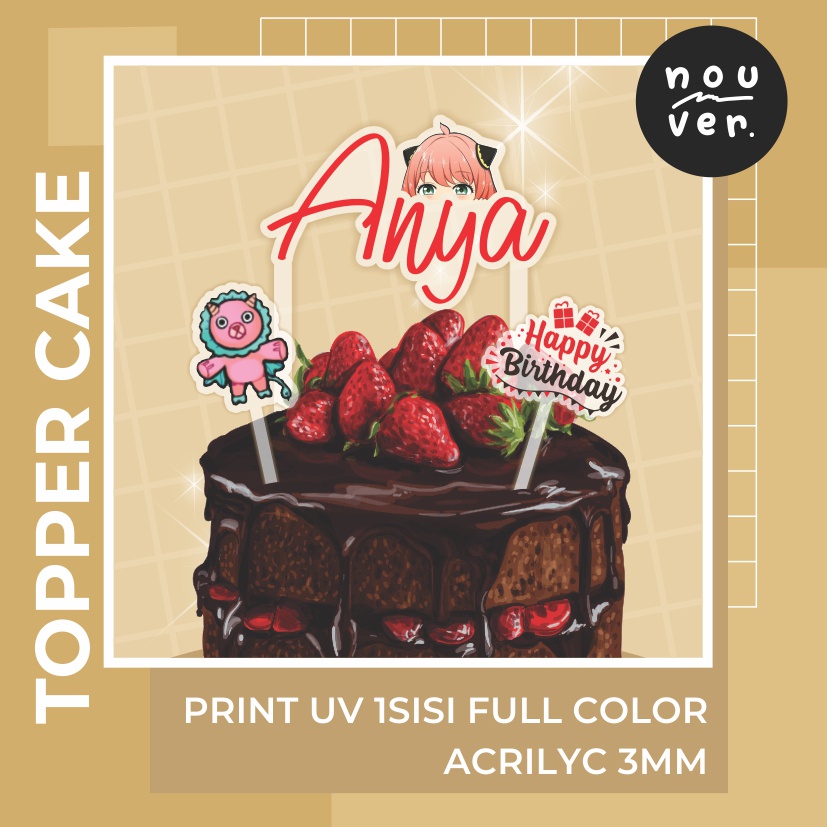 TOPPER KUE AKRILIK CUSTOM UV PRINT ANIME KPOP