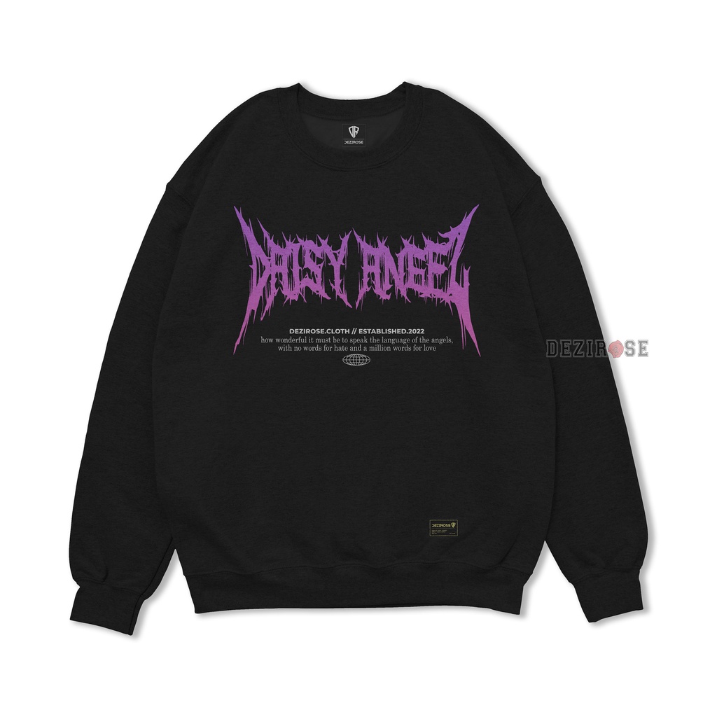 DEZIROSE - Crewneck Metal Series - Sweater Pria Distro Hitam Fleece Tebal Premium Size M-XXL