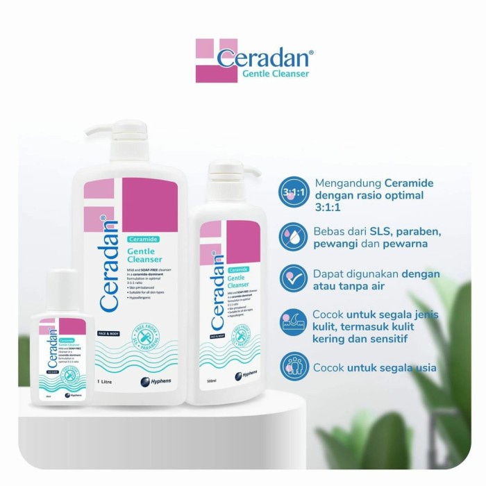 [FREE Handuk Muka] CERADAN Gentle Cleanser Pembersih Wajah &amp; Tubuh Kulit Atopik Sensitif Sabun Bayi Kulit Kering Atopik