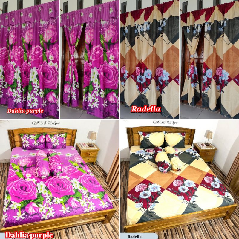 Sprei dan gorden couple.Dapat 1 sprei+2gorden/Sprei homemade //gorden motif