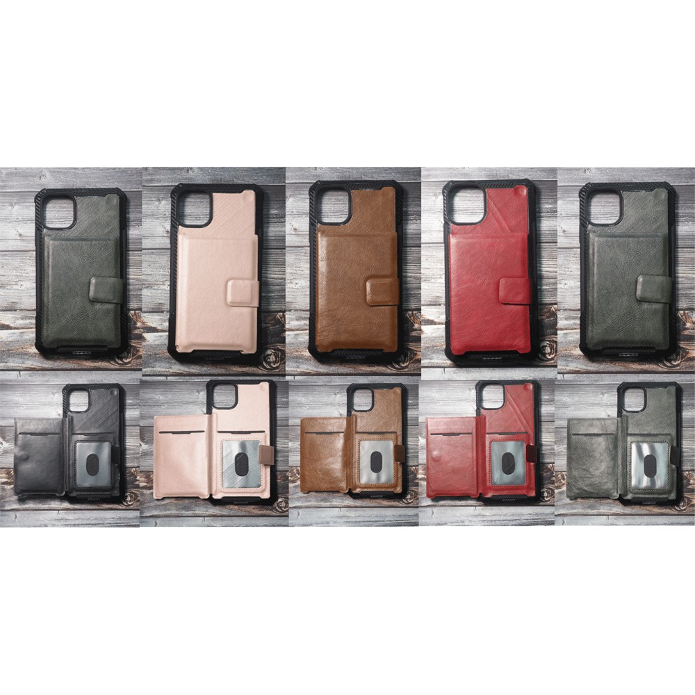 HARDCASE CASE POCKET CARD HOLDER LEATHER IPHONE 11 PREMIUM KEREN