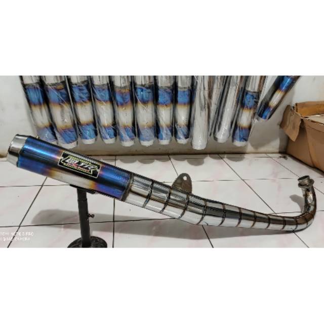 Knalpot RX-KING Standar racing chrome cacing ujung biru @_TR RACING