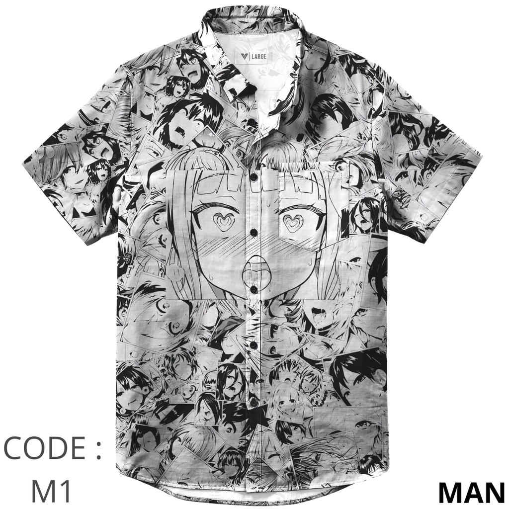 Kemeja Anime Lengan Pendek Pria Wanita - AHEGAO FACE