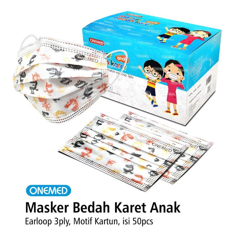 OneMed Masker Medis Karet Anak Box Isi 50Pcs