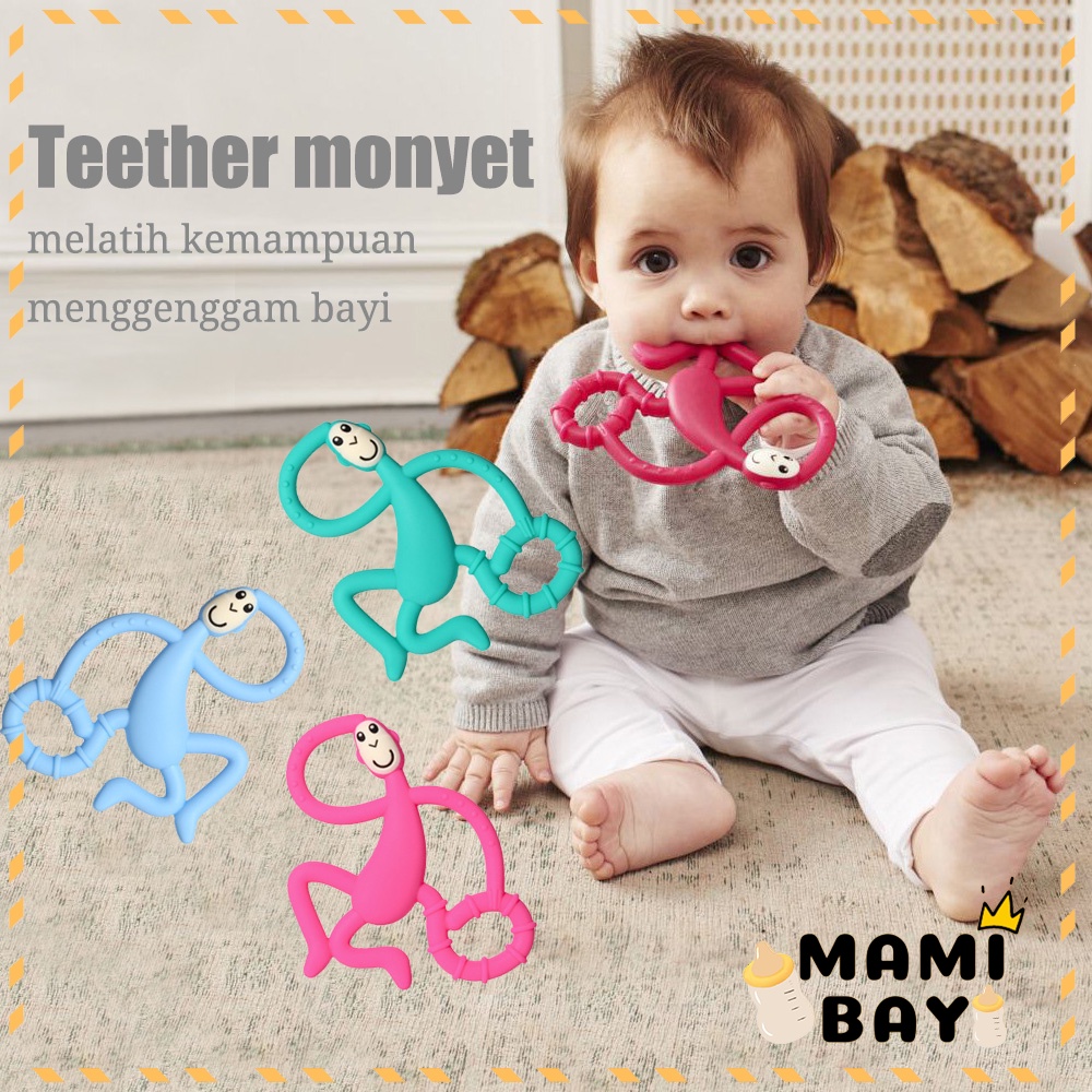 Mamibayi Mainan gigitan bayi bentuk monyet menari teether bayi BPA free