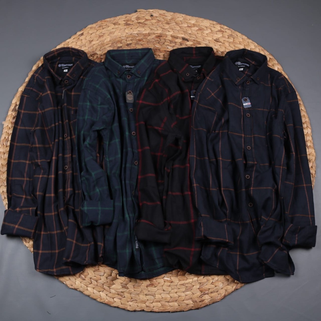 (BISA COD)KEMEJA FLANEL UNISEX LENGAN PANJANG PRIA  QQ03